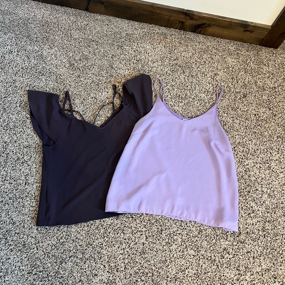 Elegant Women's Tops in Black and Lavender